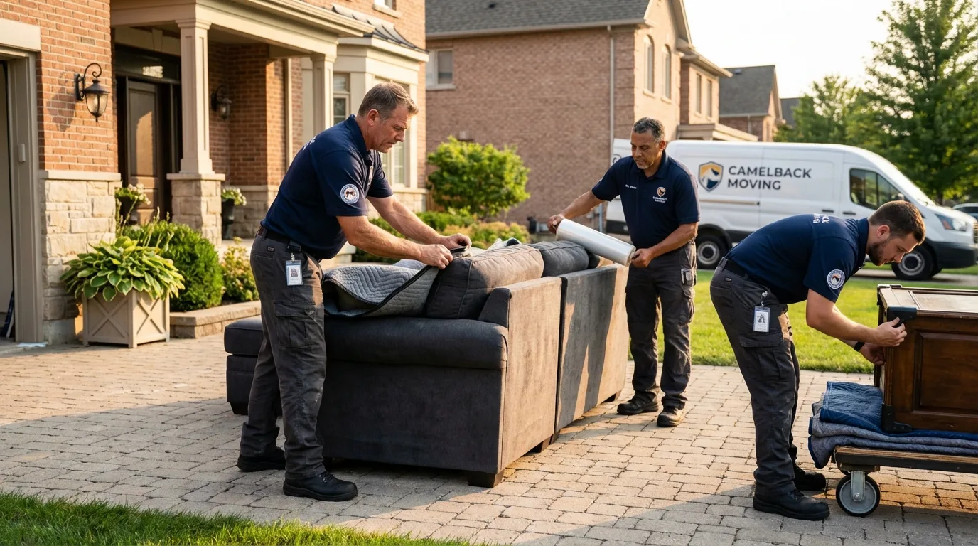 Large estate moving crew wrapping furniture in Natchez, MS